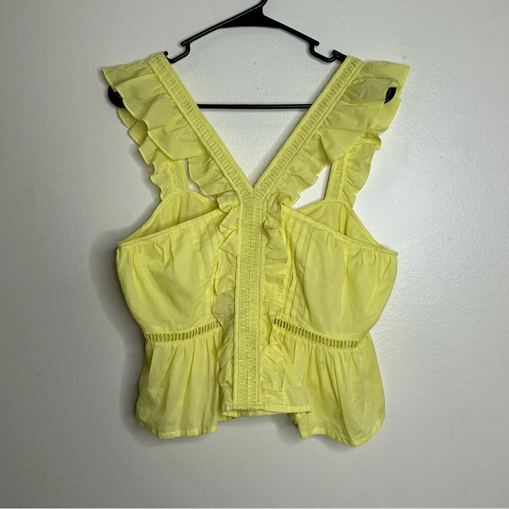 Tularosa‎ Brit Tank Top Lemon Ruffled Flutter Sleeve Blouse size Large - Picture 2 of 6